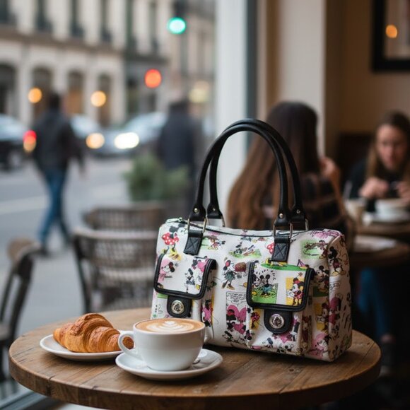 NEW Disney Parks SKETCH COMIC Colorful Mickey and Minnie Satchel Handbag Purse - Picture 3 of 17